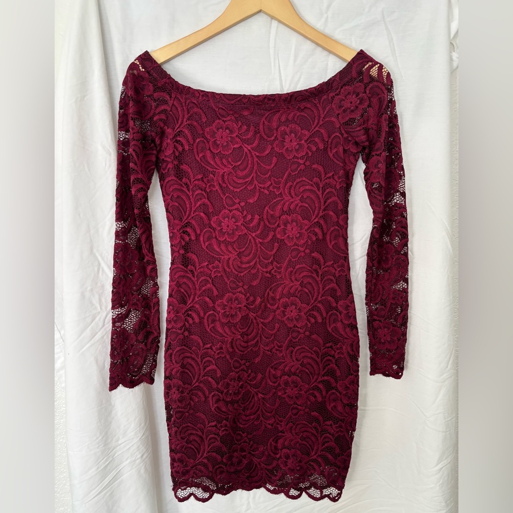 Ambiance Floral Lace Long Sleeve Dress